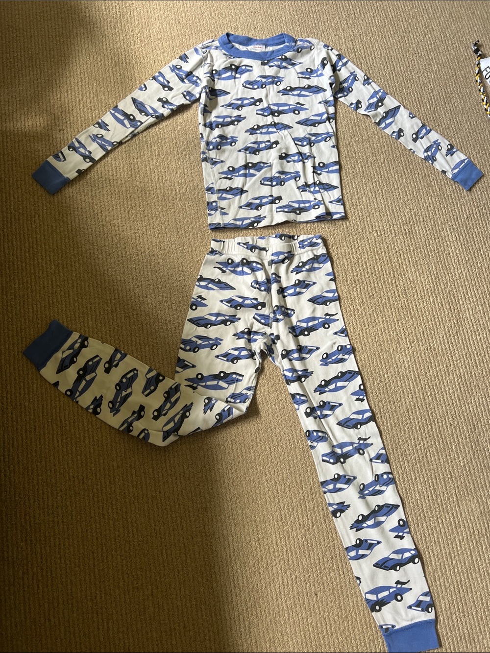 Kids Blue Car Print Pajama Set - Long Sleeve & Pant